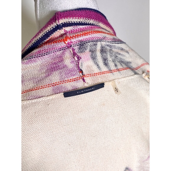 Elie Tahari Linen Cardigan with bright floral print women’s size small - Picture 7 of 7
